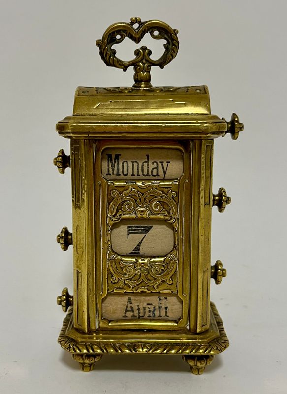 Antique Brass Perpetual Desk Calendar