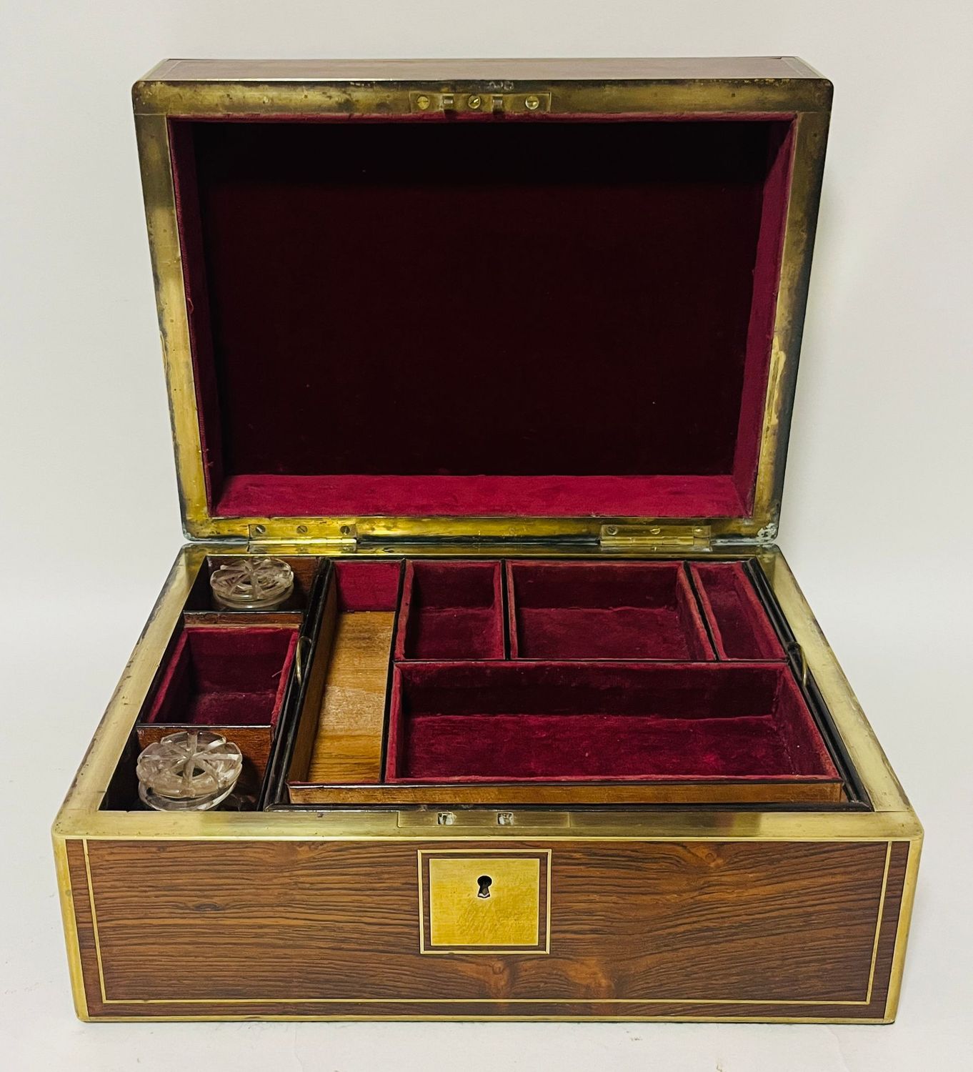 ​Antique Rosewood Brass Bound Vanity Box