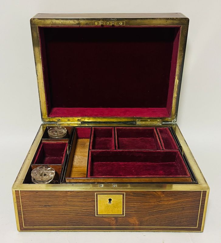 ​Antique Rosewood Brass Bound Vanity Box