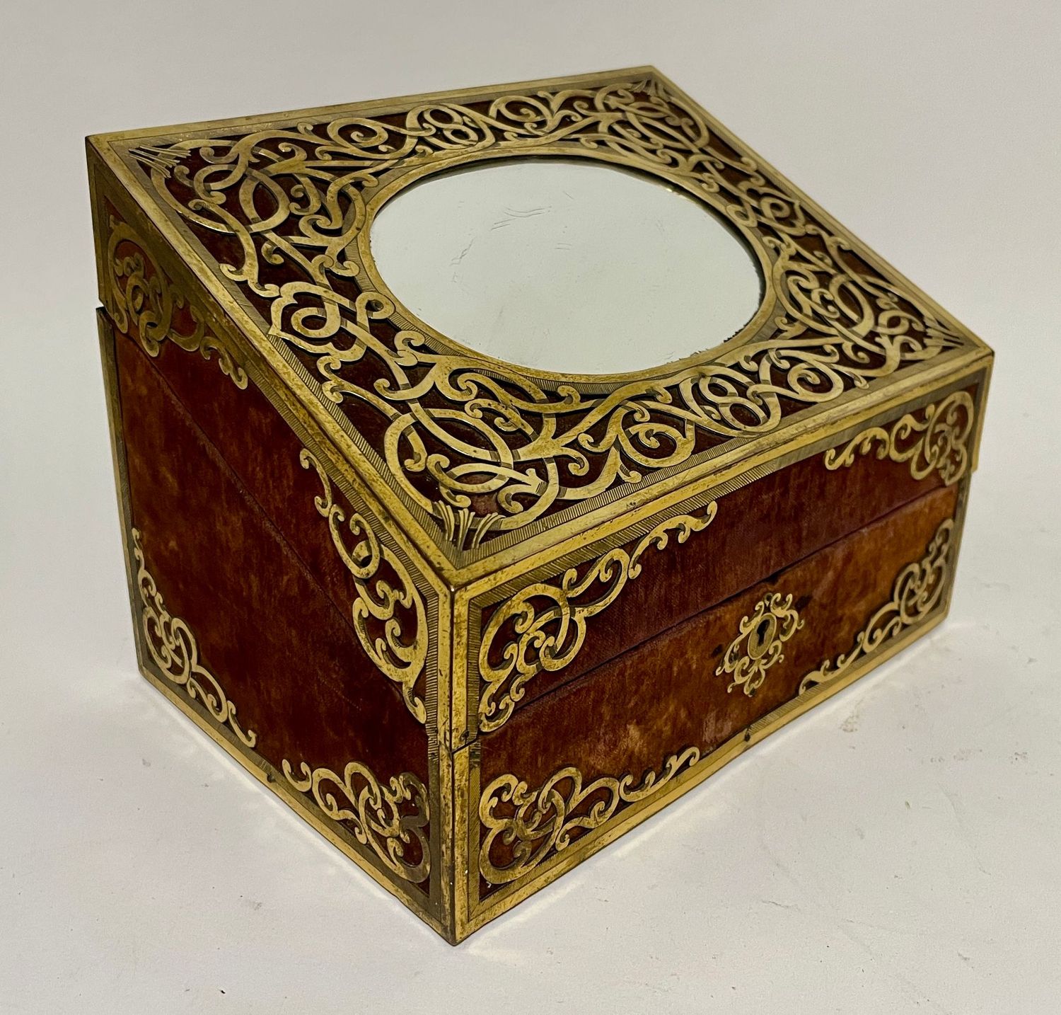 Victorian Gilt Brass and Velvet Stationery Box