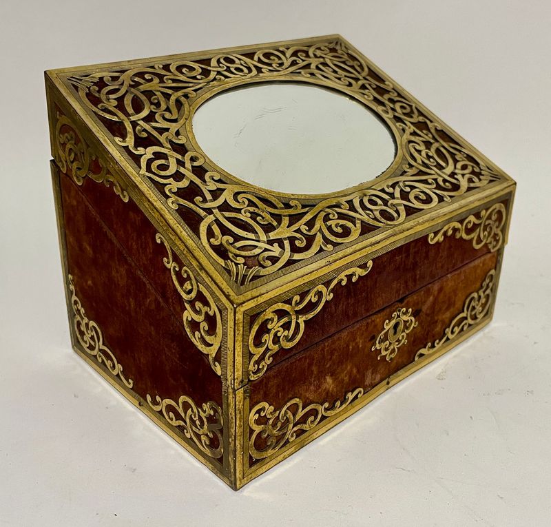 Victorian Gilt Brass and Velvet Stationery Box