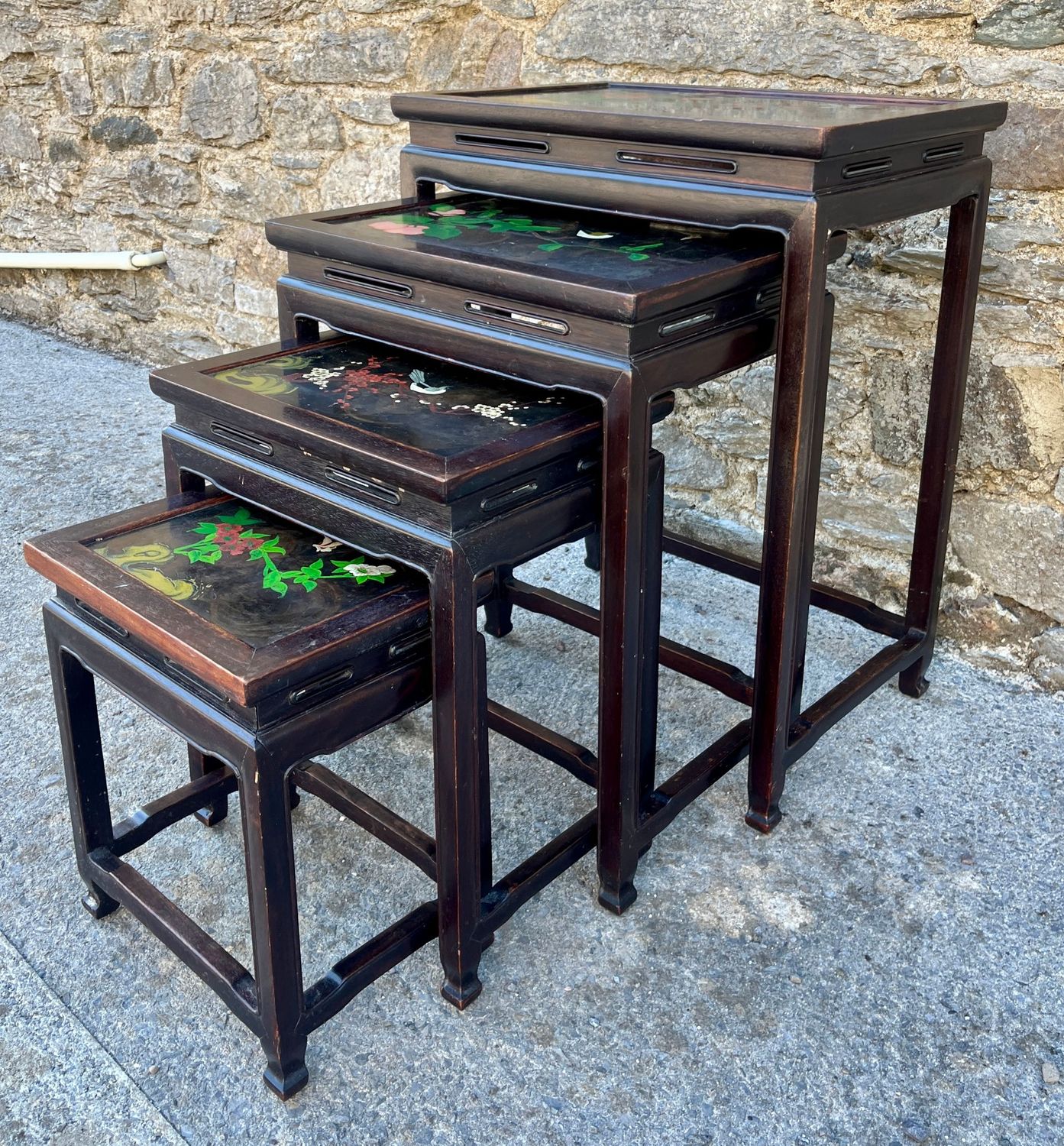 ​Antique Chinese Hand Painted Nest of Tables