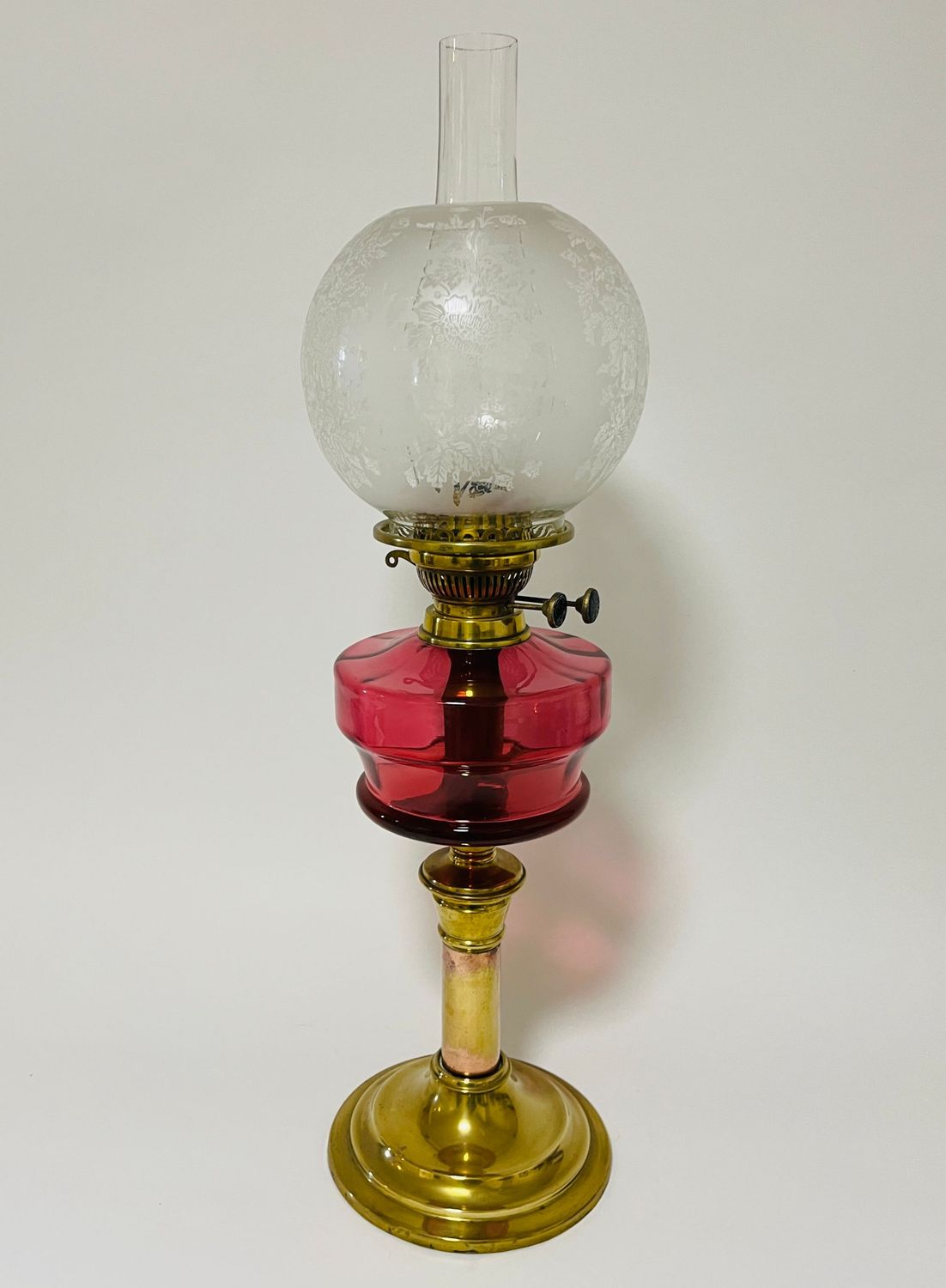 Victorian Cranberry Glass Oil Lamp