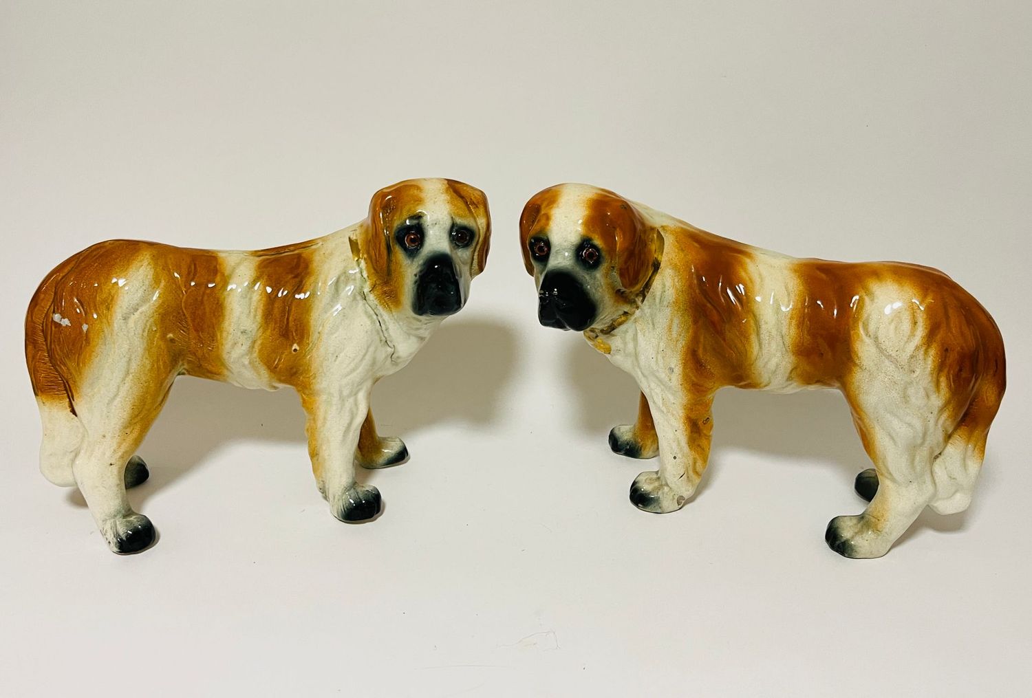 Pair of Staffordshire St Bernard Fireside Dogs