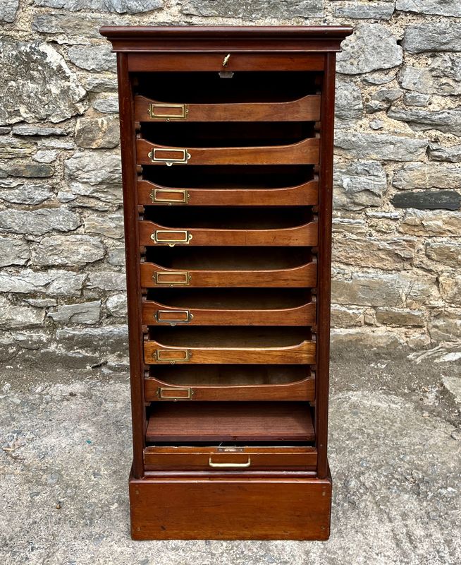 Antique Mahogany Tambour Filing Cabinet