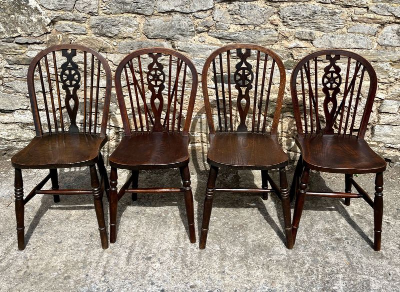 Set of 4 Antique Wheelback Chairs
