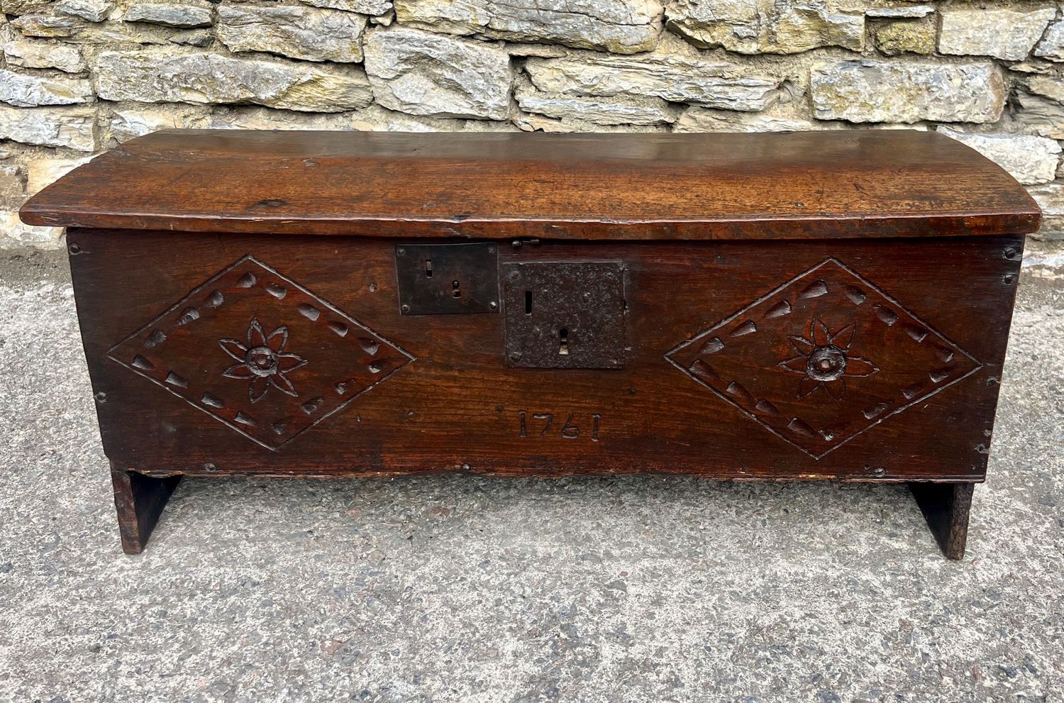 ​18th Century Planked Oak Coffer dated 1761