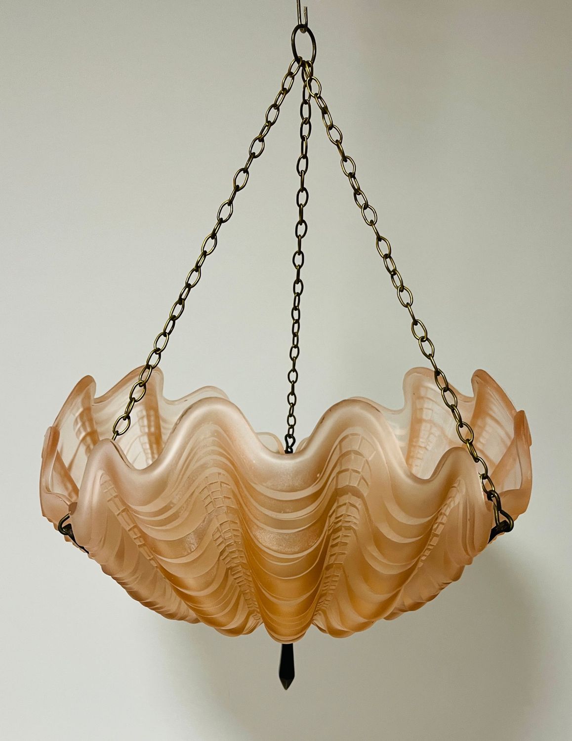 Art Deco Pink Glass Clam Shell Chandelier