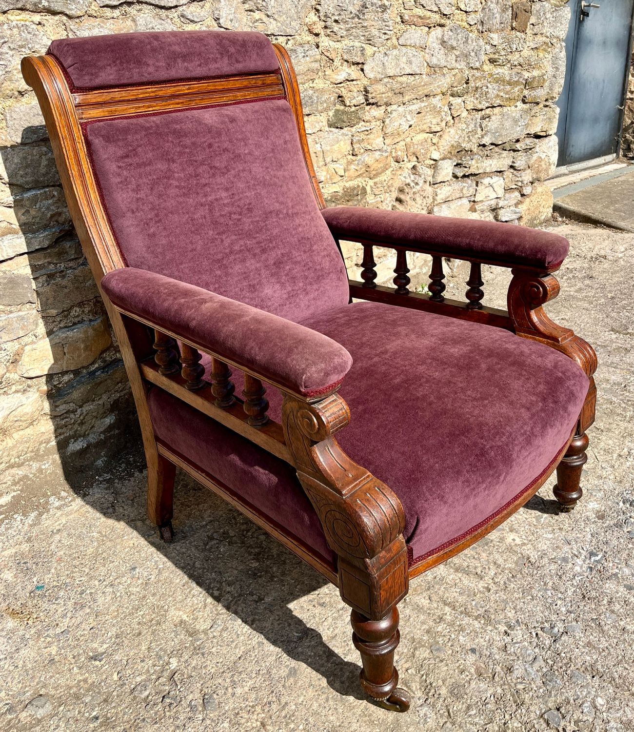 Victorian Oak Framed Armchair