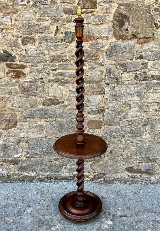 Antique Oak Barley Twist Standard Lamp