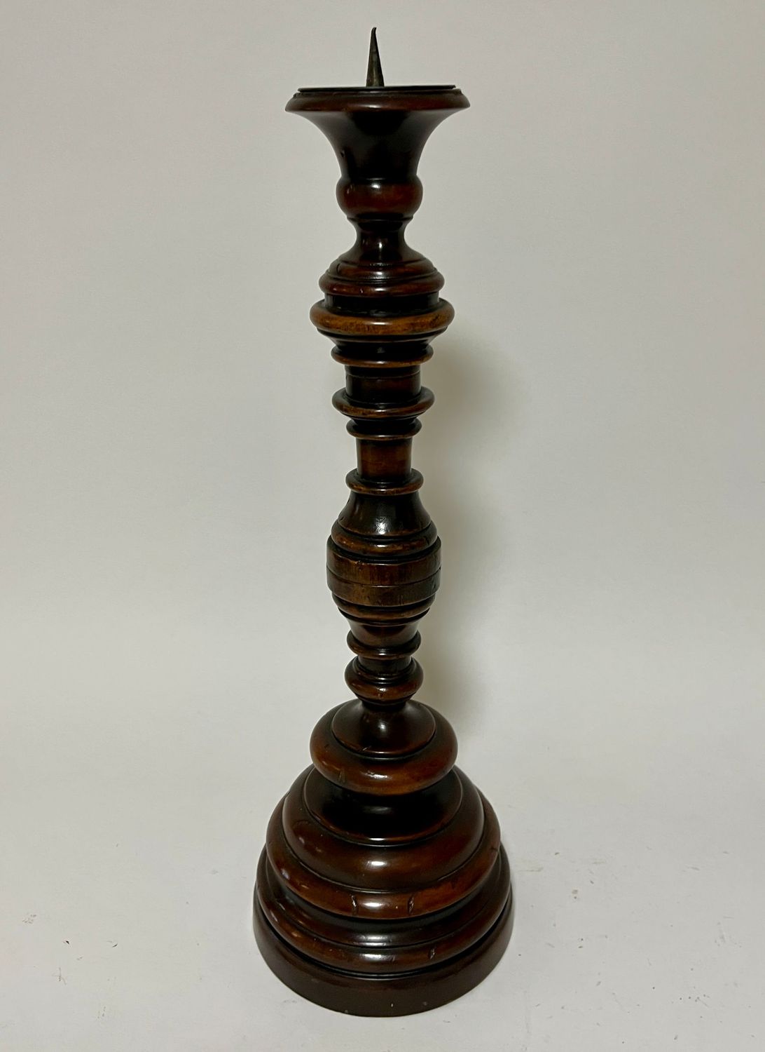 Large Turned Wood Pricket Candlestick
