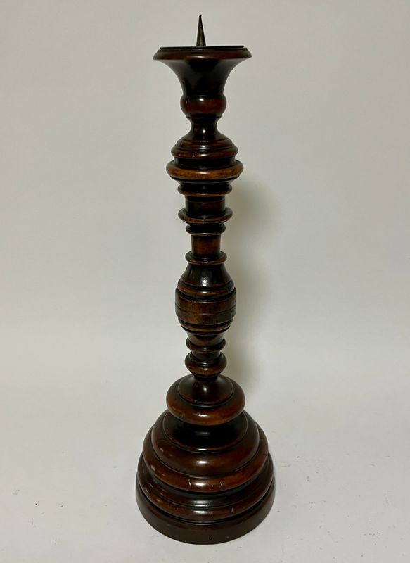 Large Turned Wood Pricket Candlestick