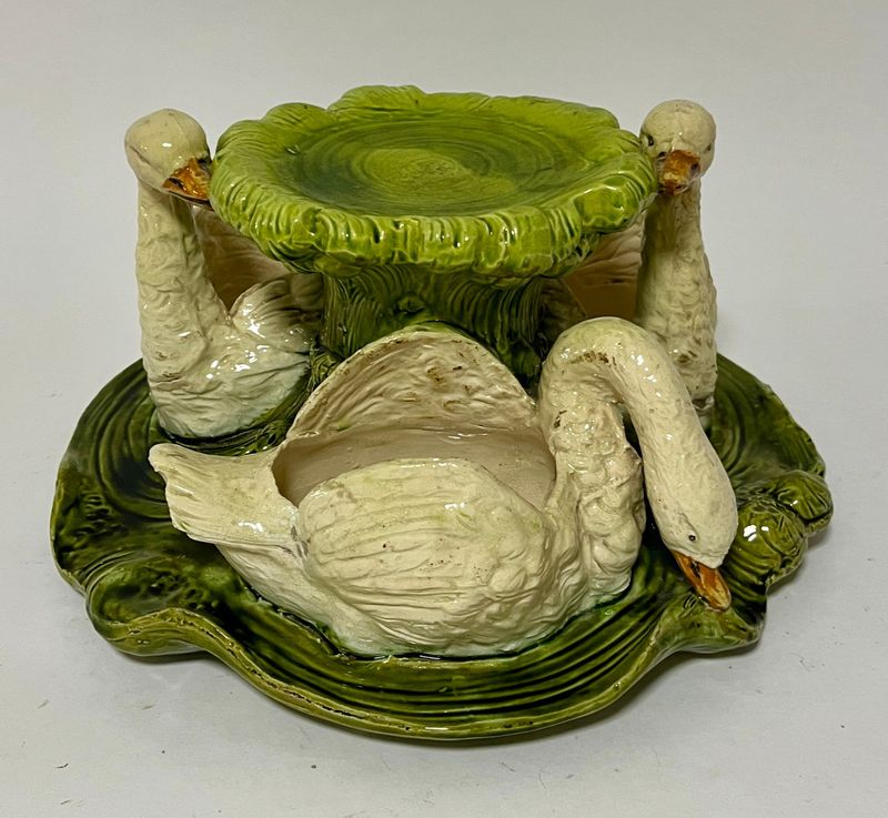 Victorian Bretby Swan Centrepiece
