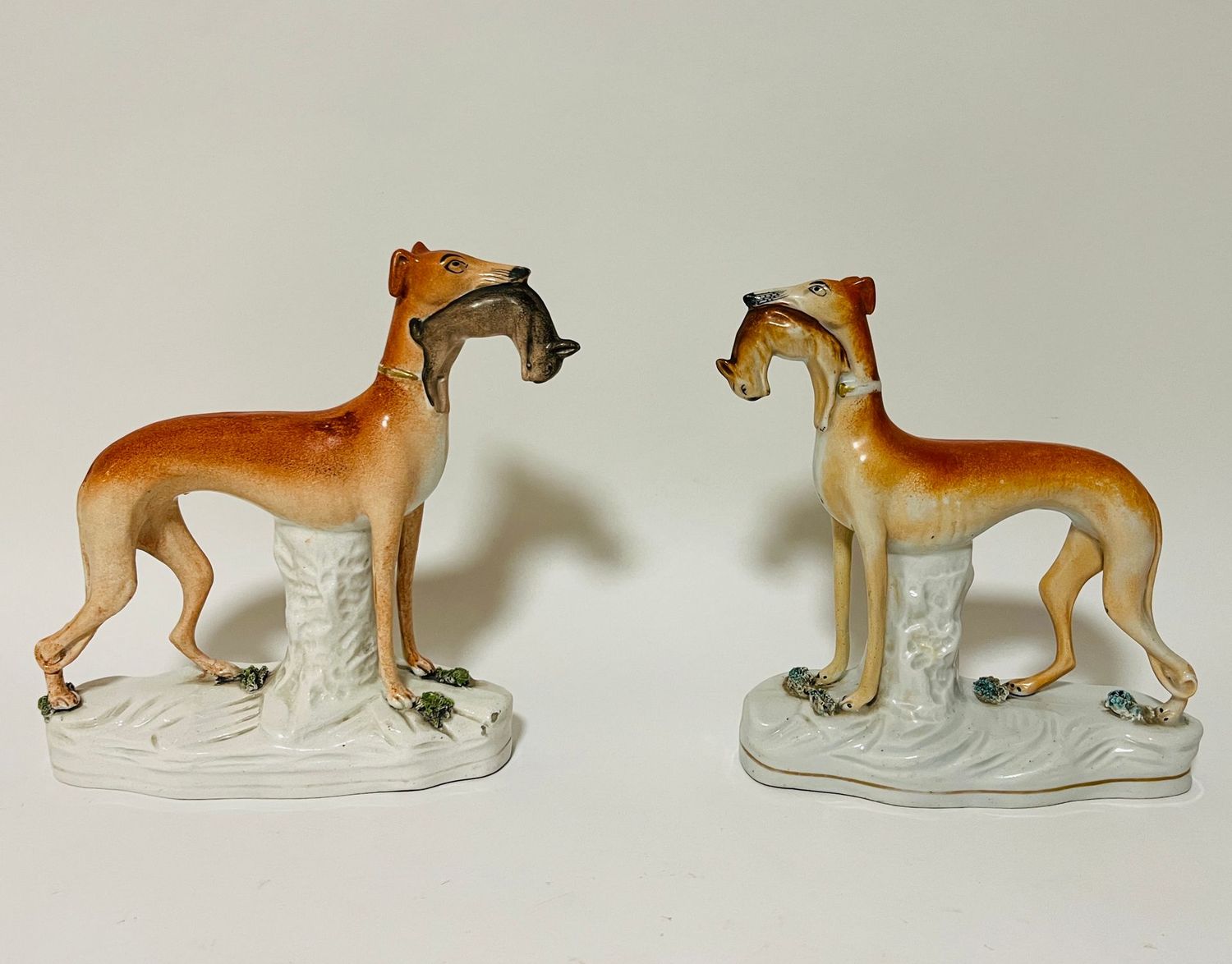 Pair of Victorian Staffordshire Greyhounds