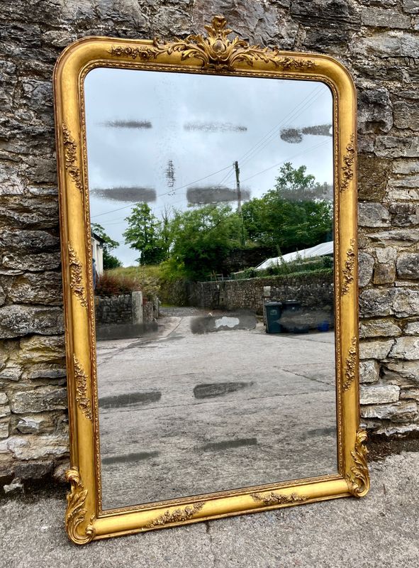 Huge Antique French Gilt Mirror