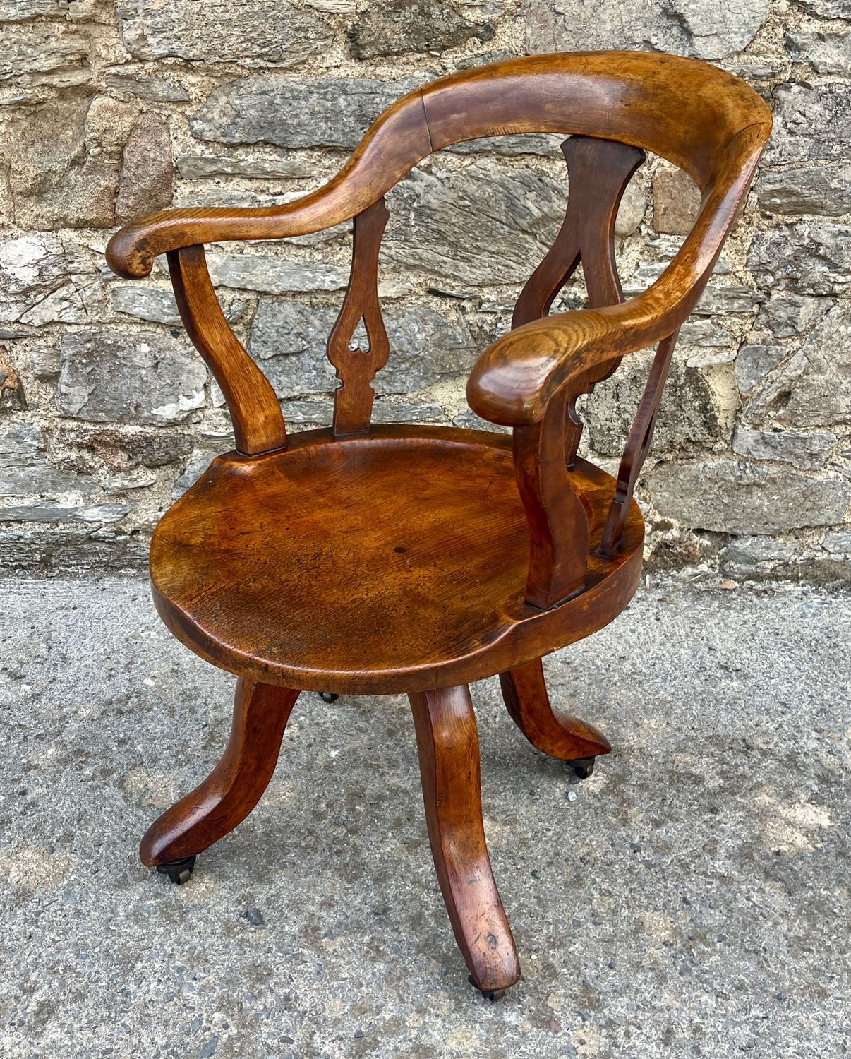 Antique Oak Swivel Desk Chair