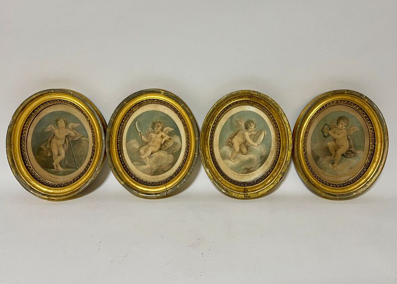 Set of 4 Antique Stipple Engravings by Bartolozzi
