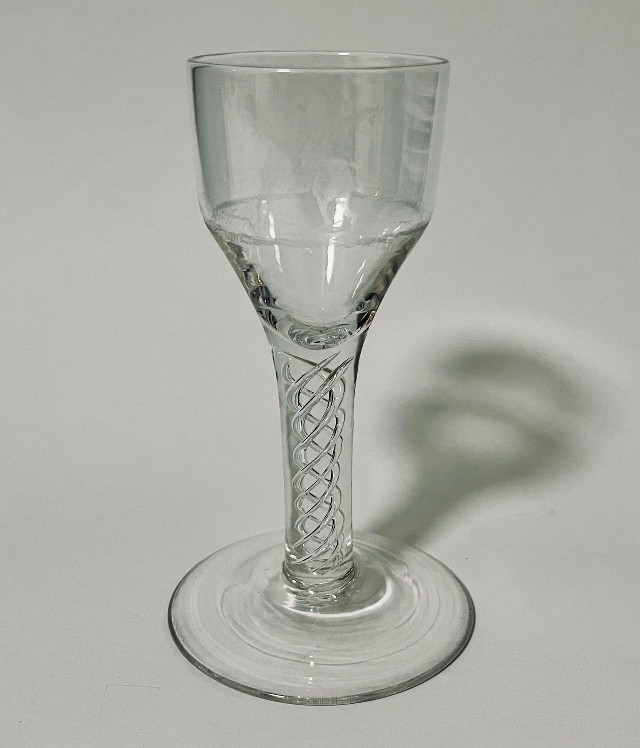 Georgian Air Twist Glass with Etched Hunting Scene