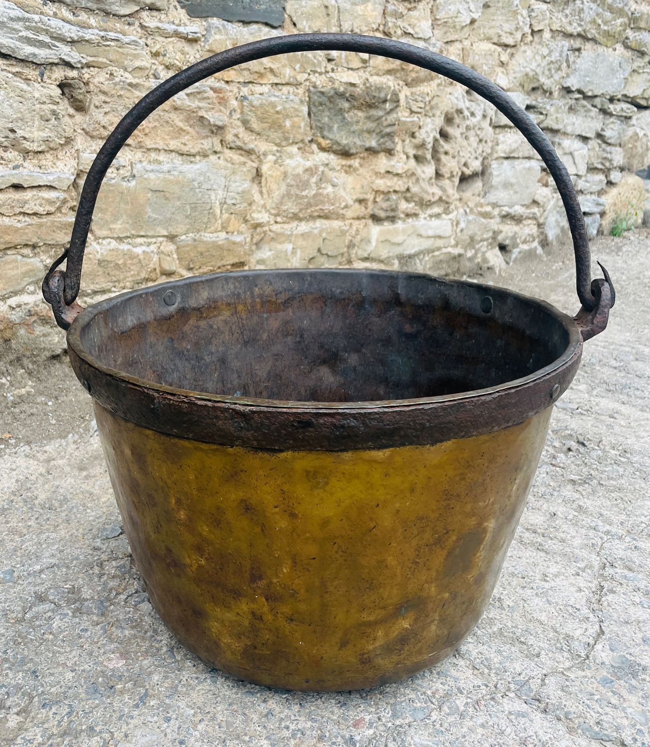Large Antique Brass Cauldron