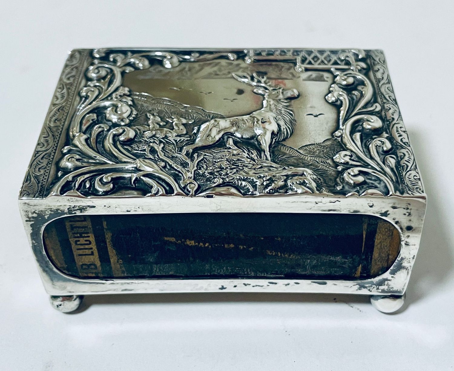 Antique Silver Match Box Holder