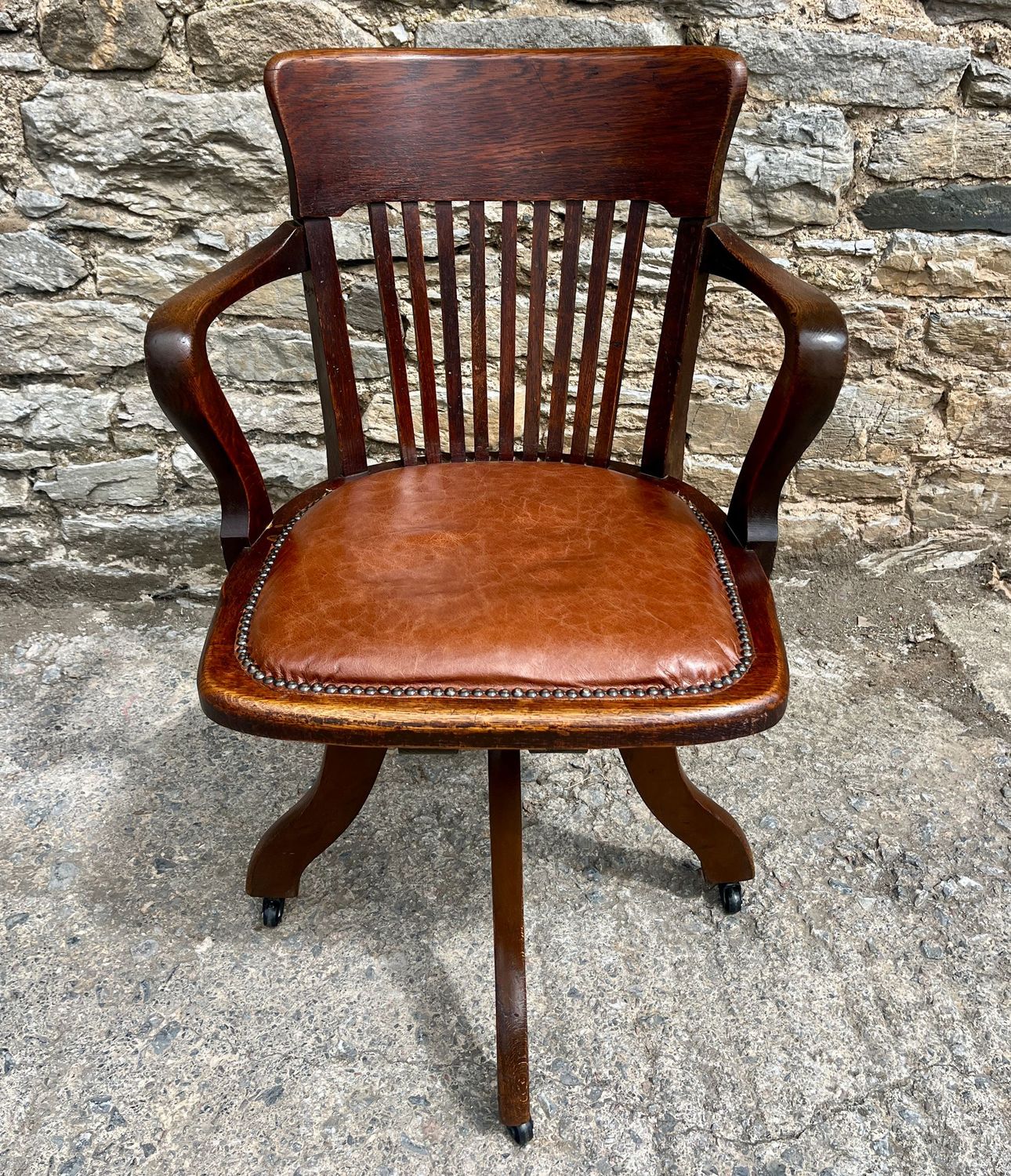 Antique Oak Swivel Desk Chair