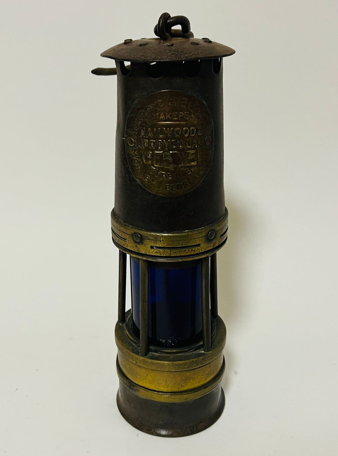 WW2 ARP Miner's Lamp with Blue Glass