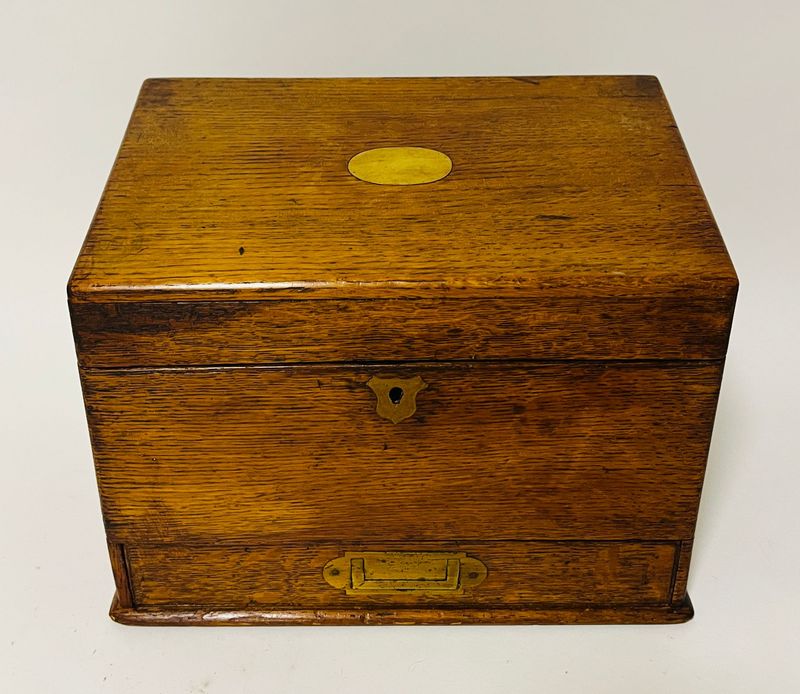 Antique Oak Stationery Box