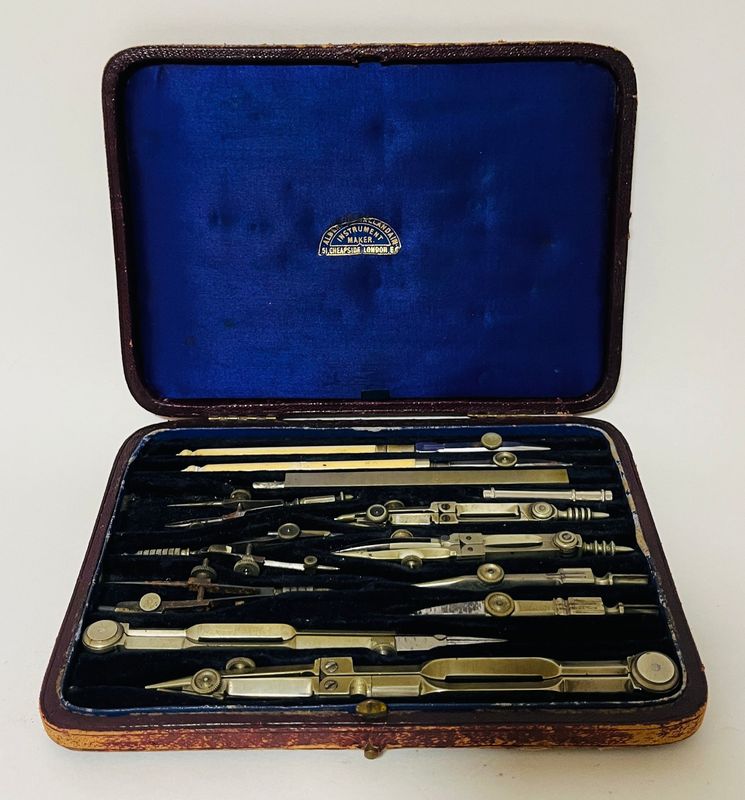 Antique Technical Drawing Instruments Set
