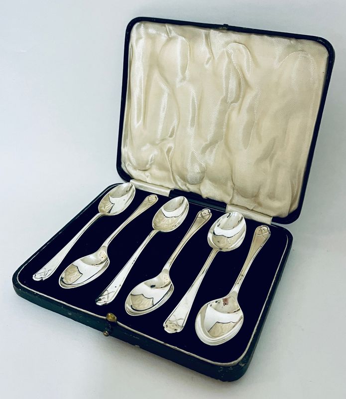Set of 6 Antique Silver Golf Spoons