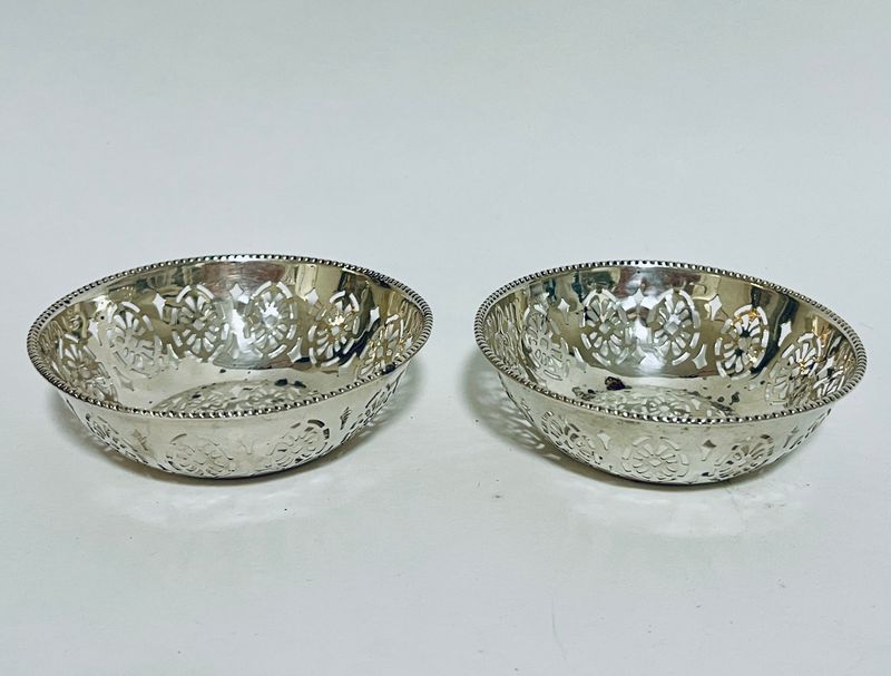 Pair of Antique Silver Pin Dishes