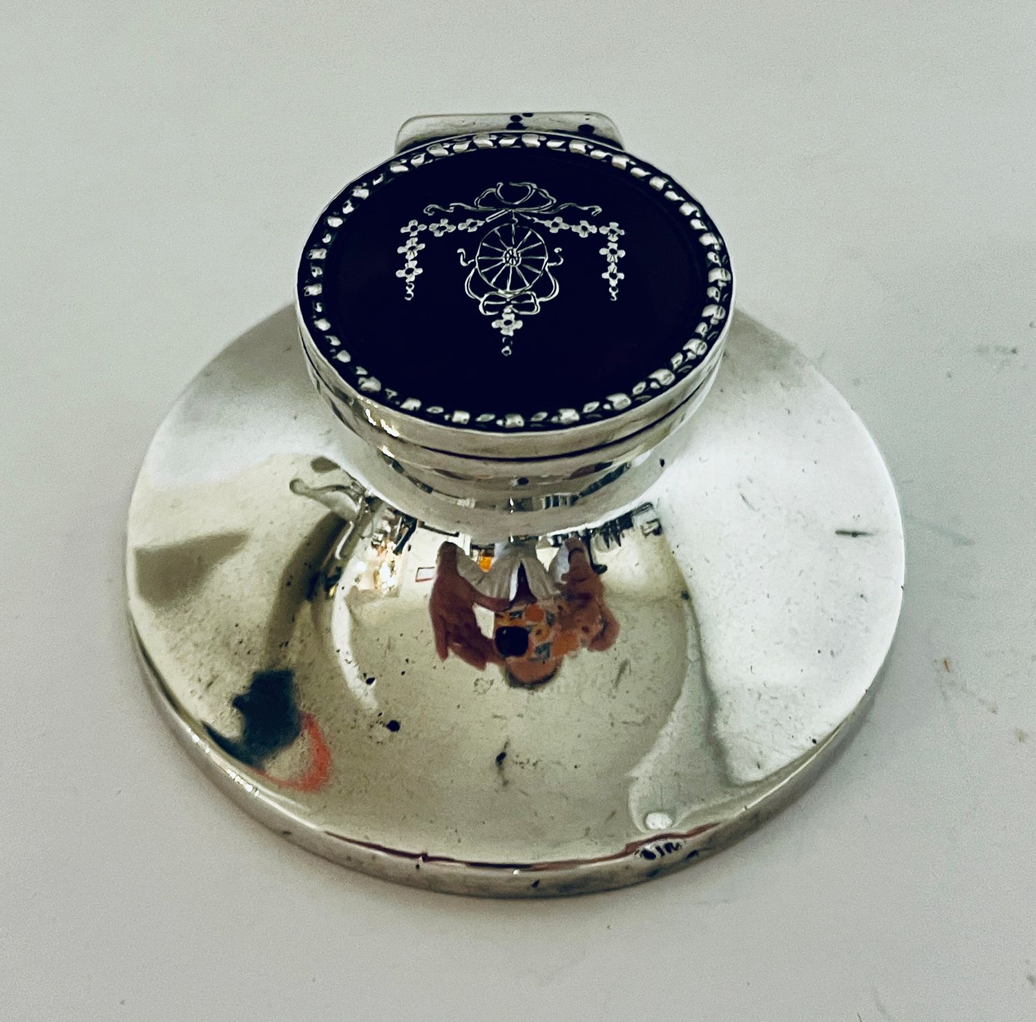 Antique Silver and Tortoiseshell Inkwell