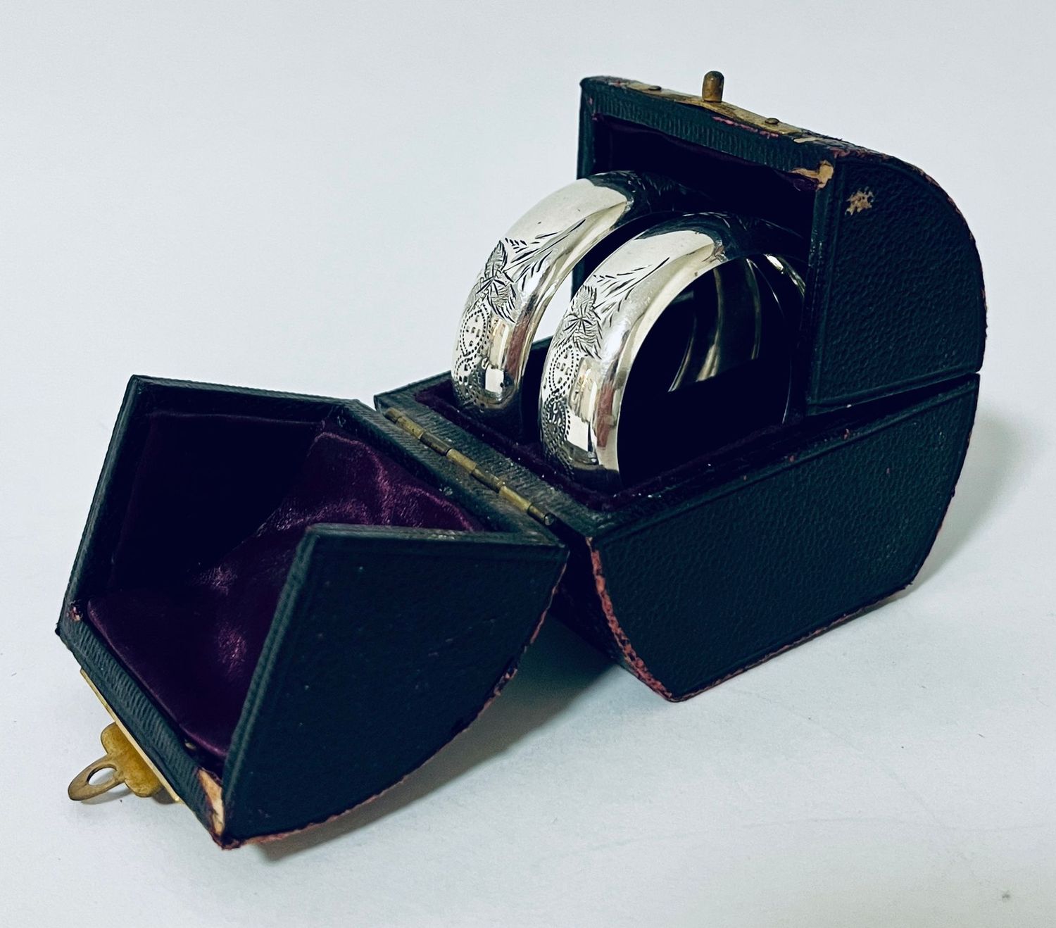 Pair of Victorian Silver Napkin Rings in Box