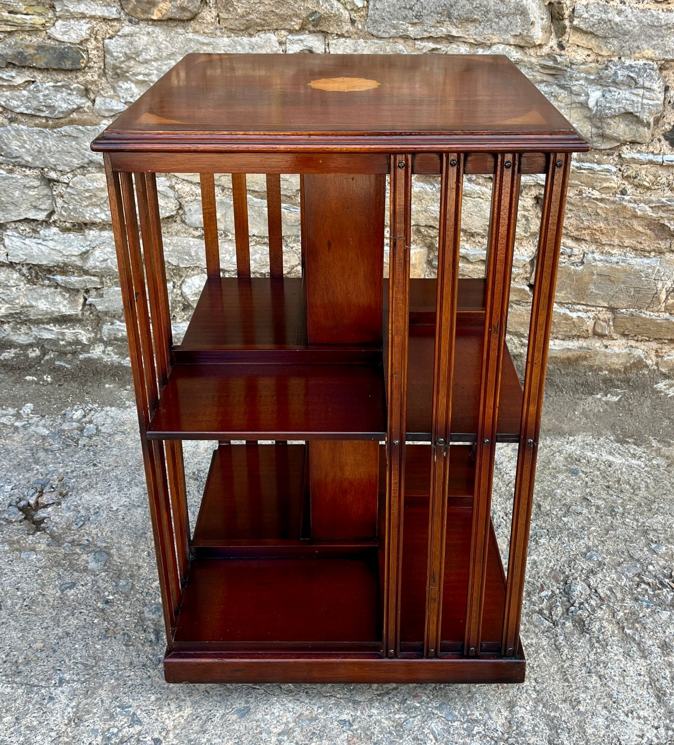 Edwardian Mahogany Inlaid Revolving Bookcase
