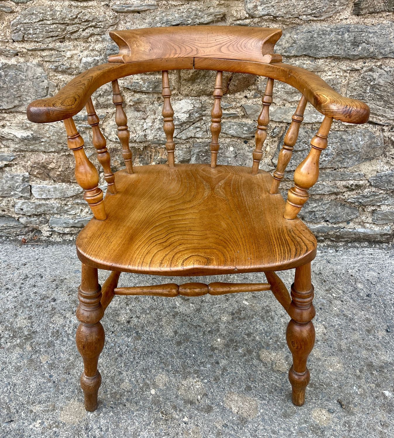Antique Elm Captains Chair