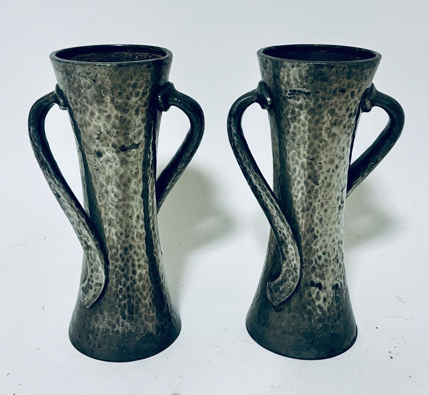 Pair of Liberty & Co Arts and Crafts Pewter Vases