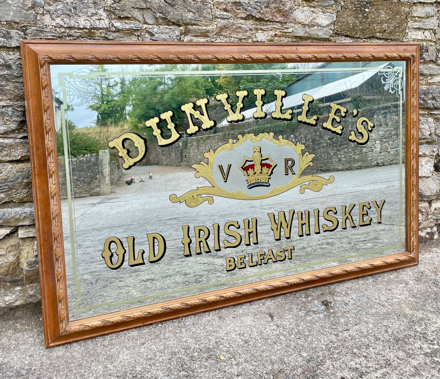 Large Dunville's Irish Whiskey Advertising Mirror