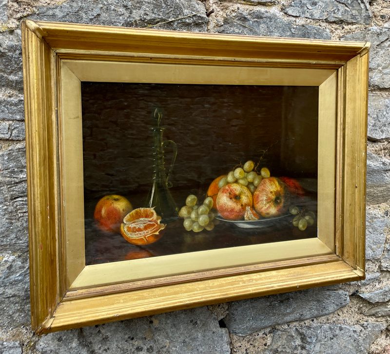 Victorian Oil on Canvas Still Life of Fruit