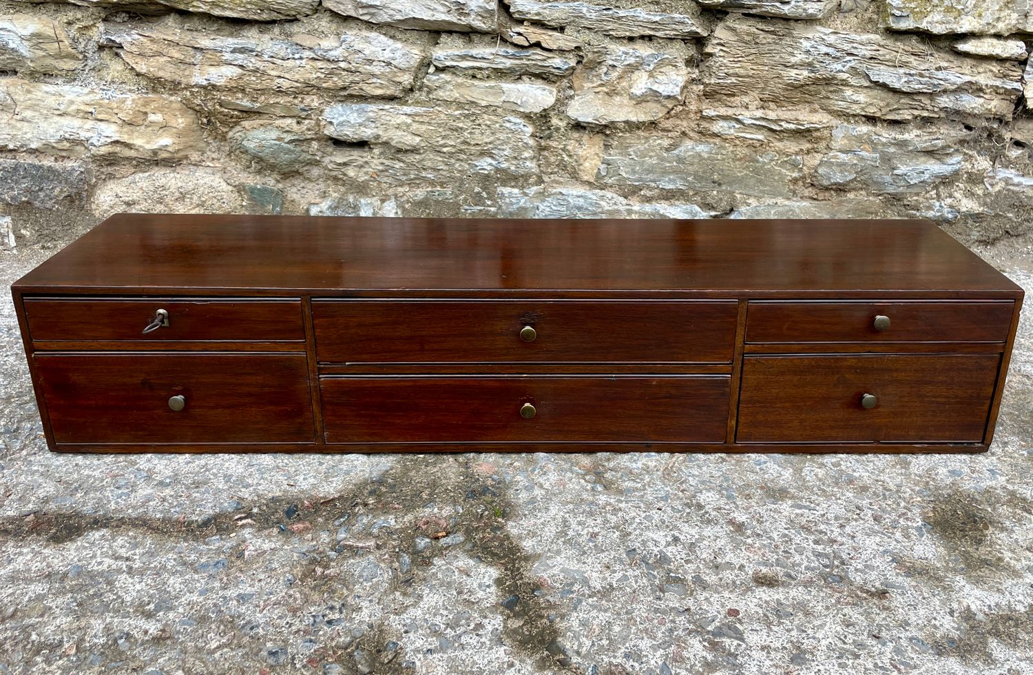 Antique Mahogany Bank of Drawers