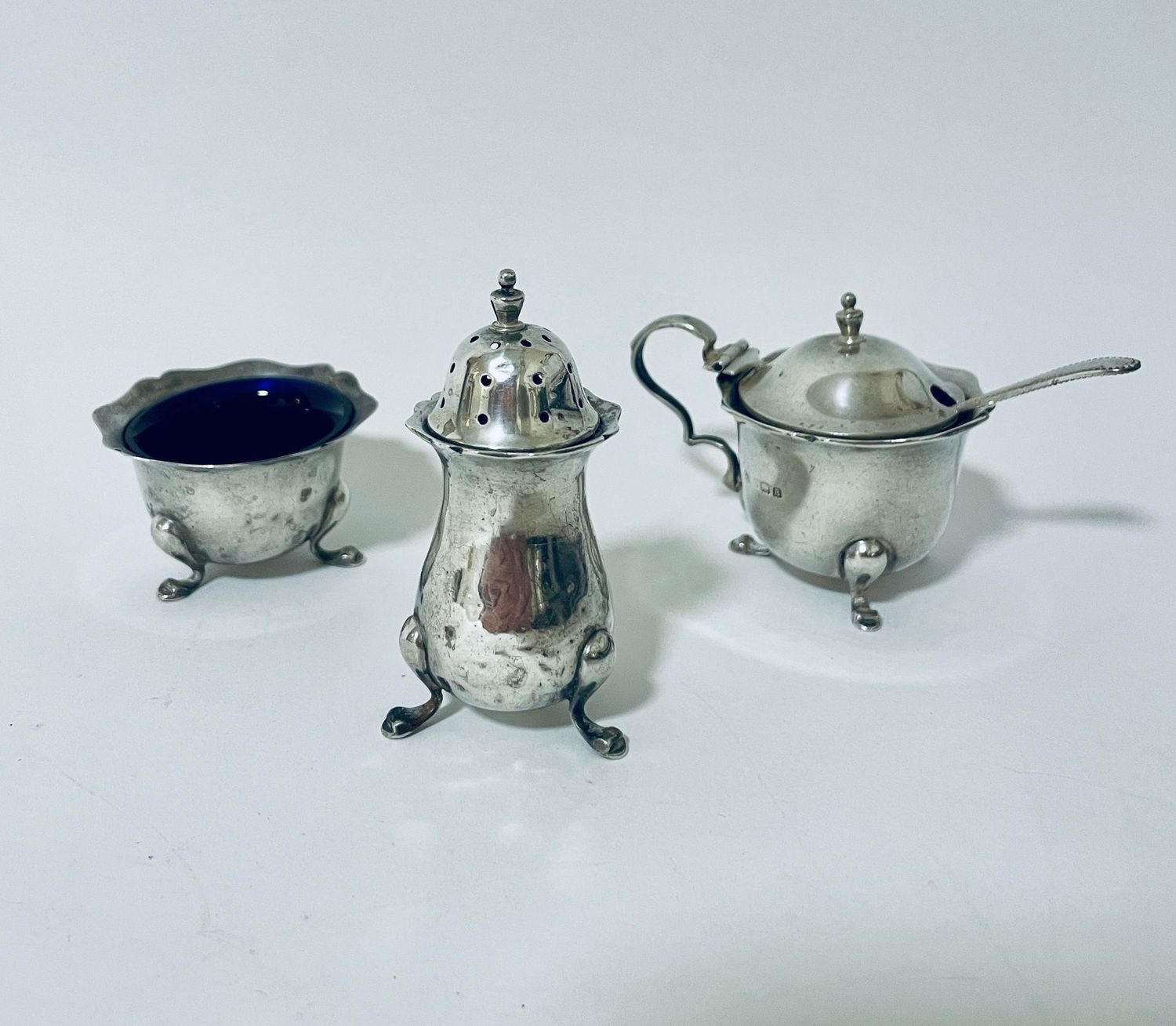 Antique 3-Piece Silver Cruet Set