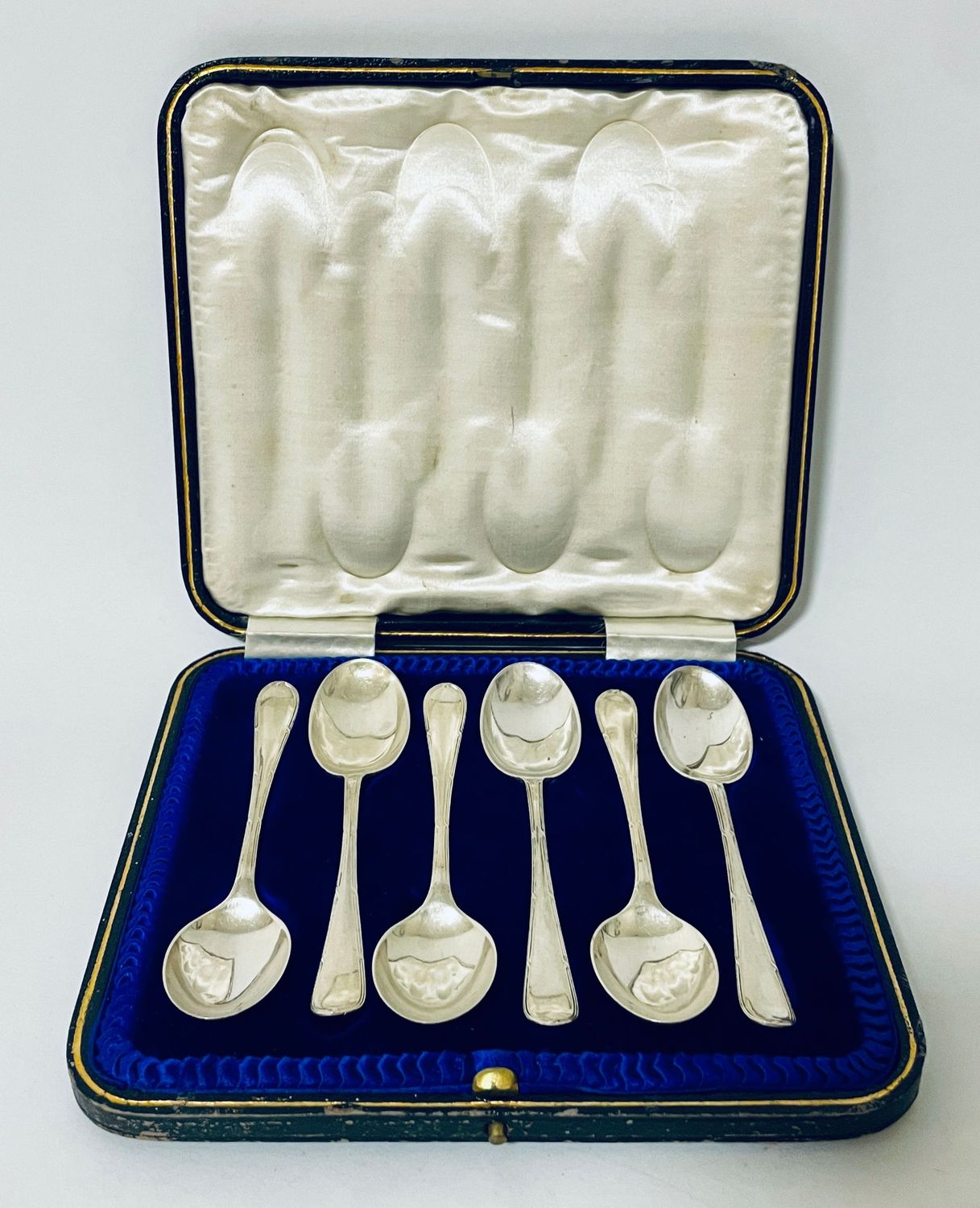 Set of 6 Antique Silver Teaspoons in Box