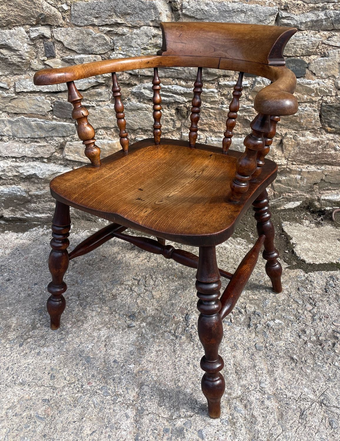 Antique Elm Captains Chair