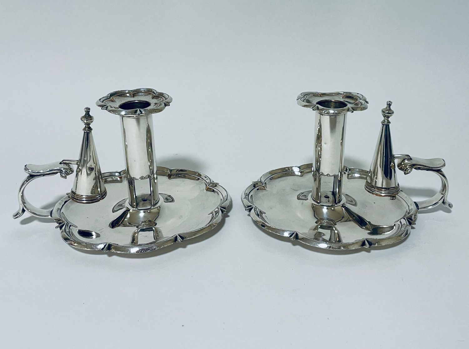 Pair of Antique Silver Plated Chamber Sticks