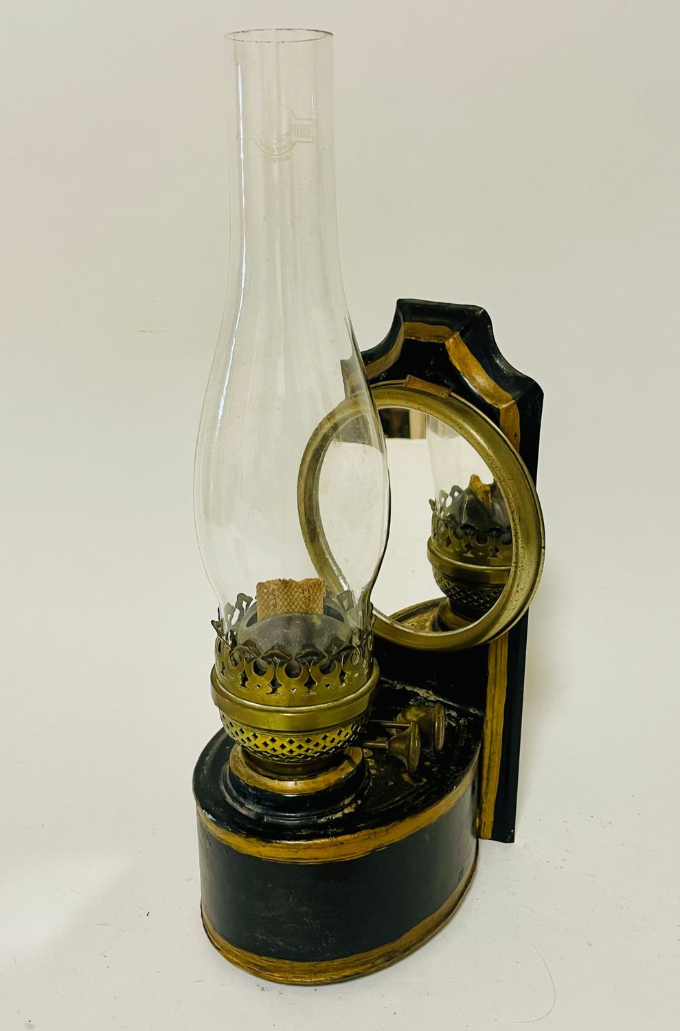 Antique Toleware Wall Mounted Oil Lamp