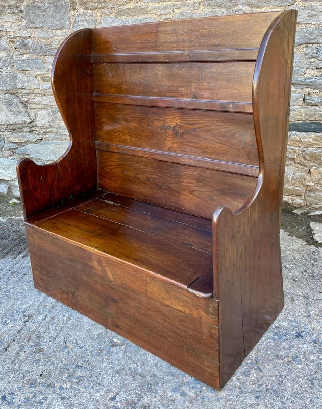 Antique Oak Box Settle