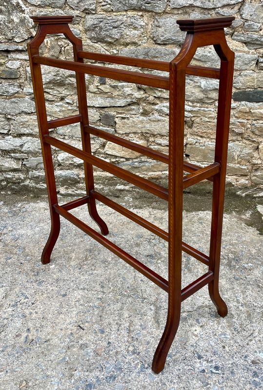 Edwardian Mahogany Inlaid Towel Rail