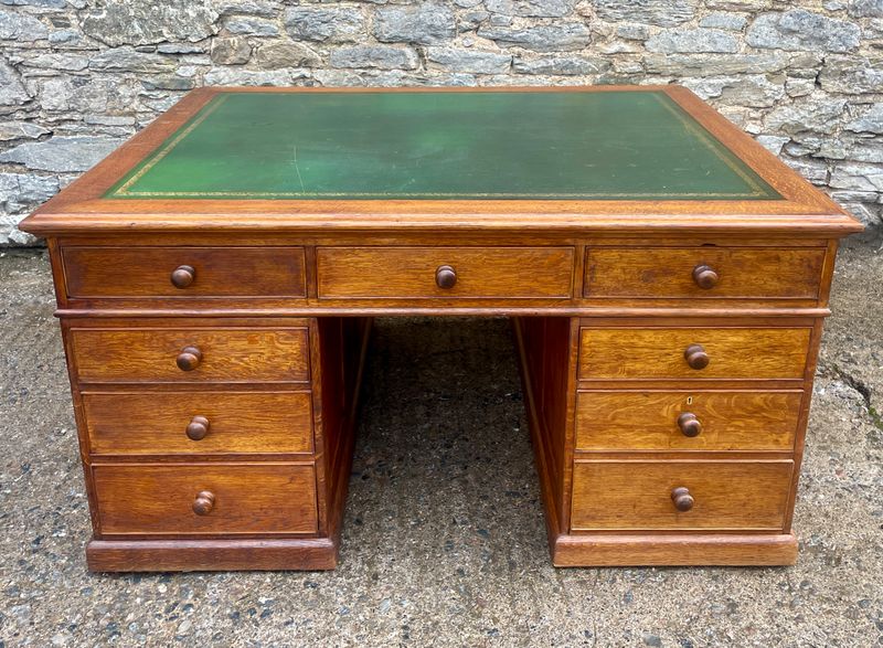 ​Large Antique Oak Partner’s Desk