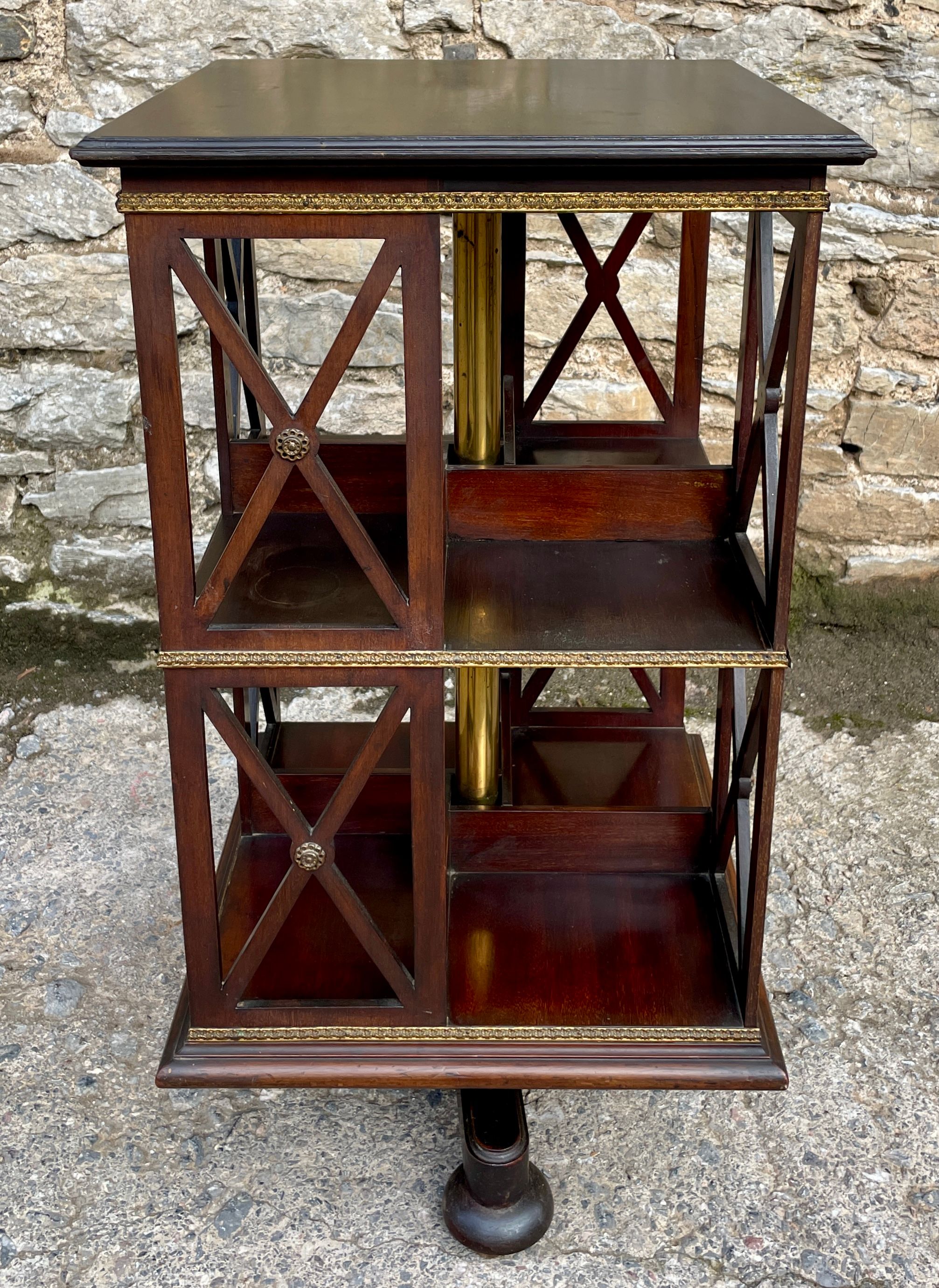 ​Antique Mahogany Brass Mounted Revolving Bookcase