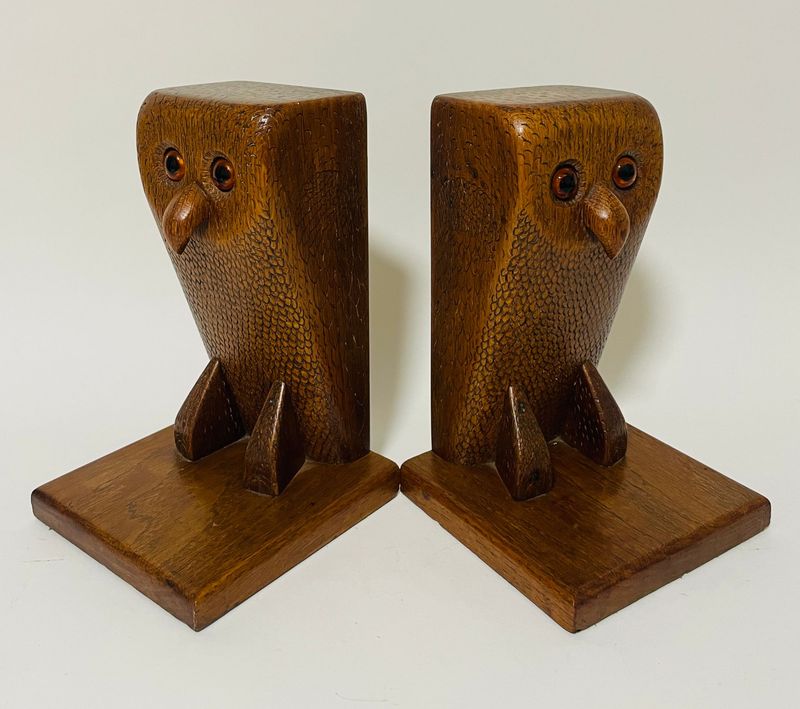 Pair of Oak Owl Bookends