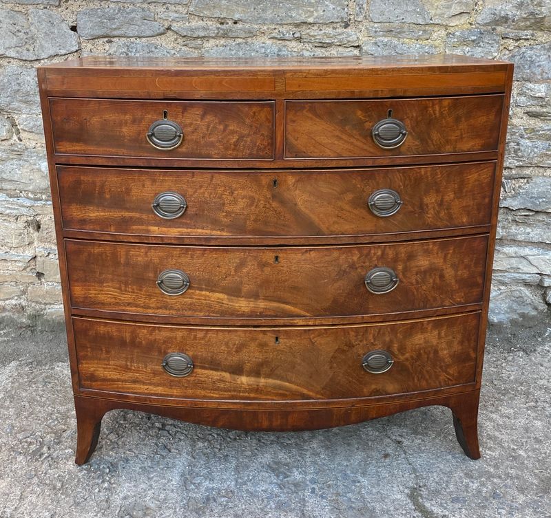 ​Regency Mahogany Bow Front Chest of Drawers