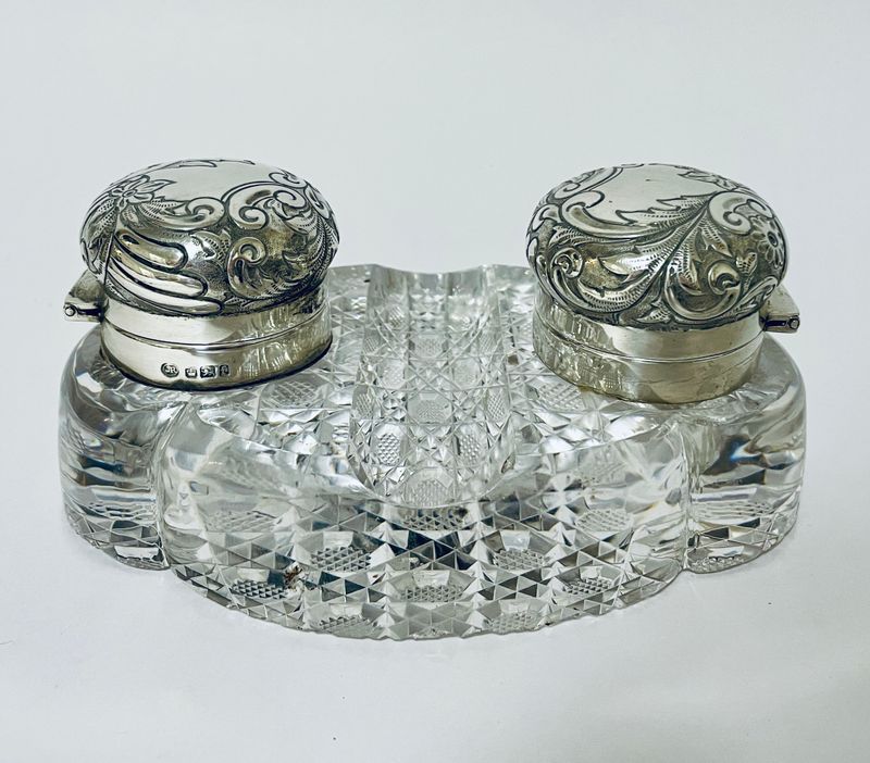 Victorian Silver Topped Inkwells